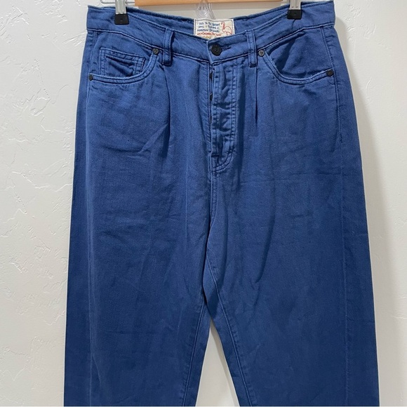 NWT Free People x Sandrine Rose Blue Cotton Linen Wide Leg Buckle Pants Size 28 - Picture 5 of 14